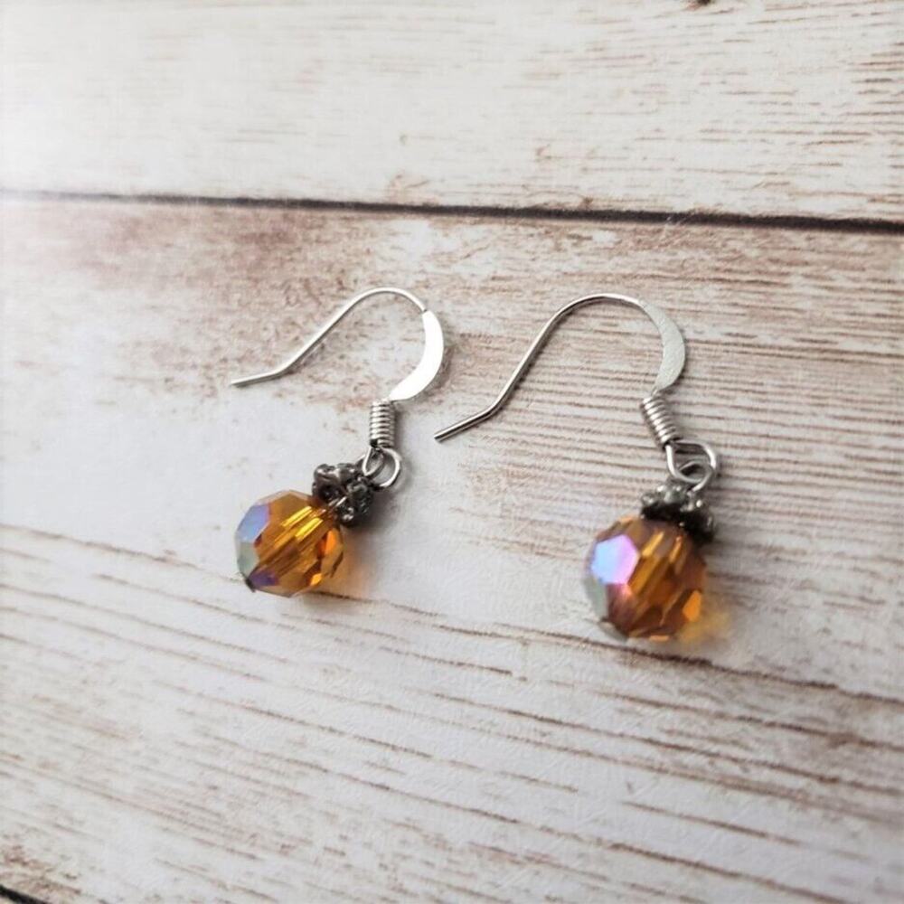 Crystal Collection Pre Owned Earrings Orange Drop Dangle Earrings